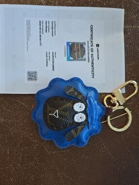 Louis Vuitton Blue and Brown Kids Animal Key Charm with Gold Hardware